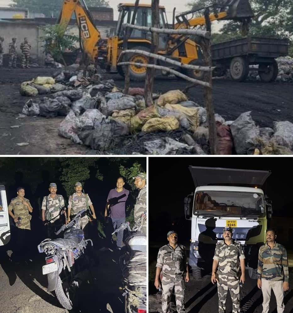 संयुक्त अभियान में सीआईएस एफ की बड़ी कार्रवाई, 218.900 मीट्रिक टन अवैध कोयला जब्त