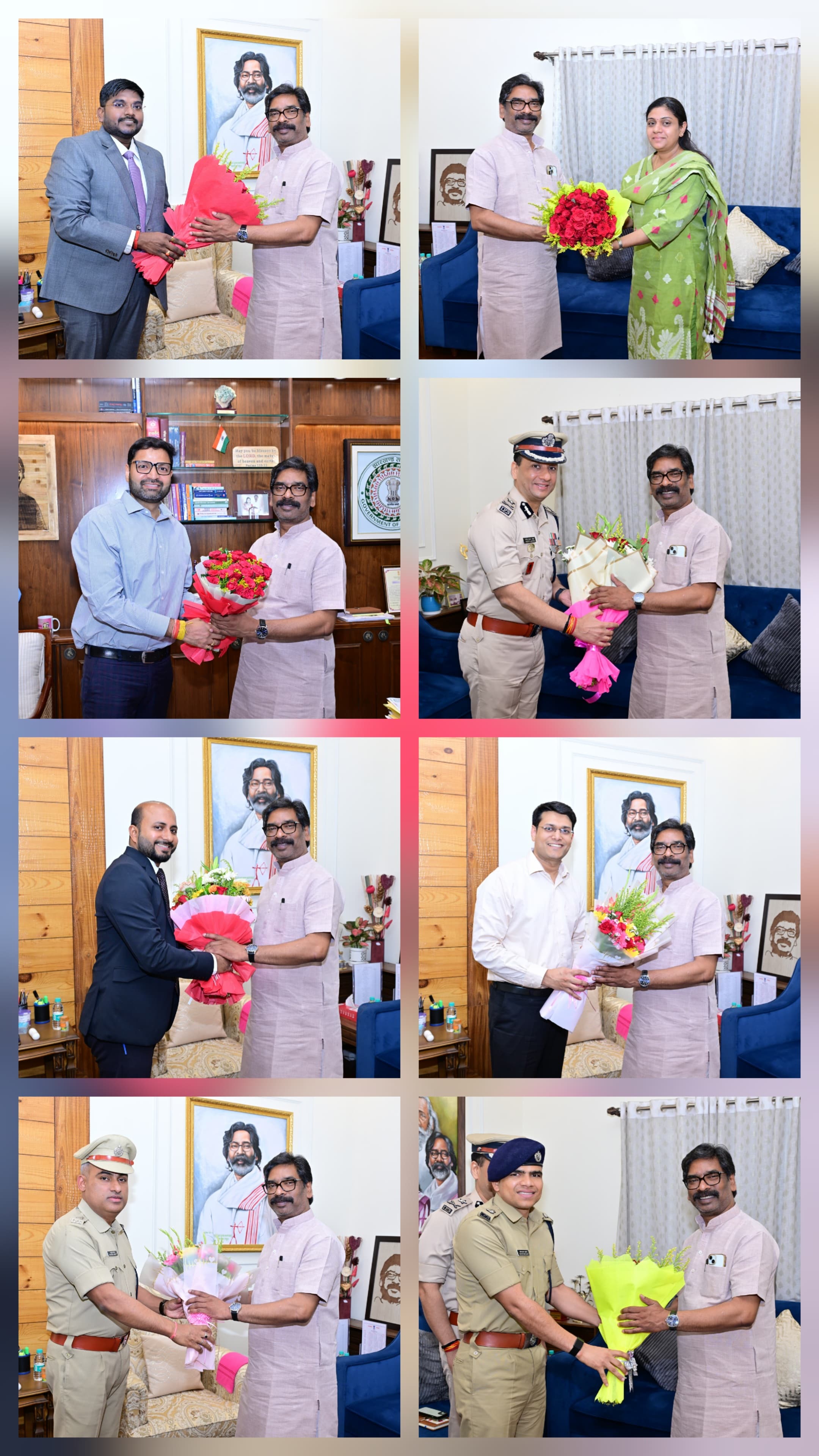 मुख्यमंत्री हेमंत सोरेन से नवपदस्थापित प्रशासनिक और पुलिस अधिकारियों की शिष्टाचार भेंट - header image